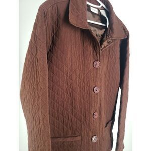 White Stag‎ Jacket Womens Small Brown Quilted Button Front Casual